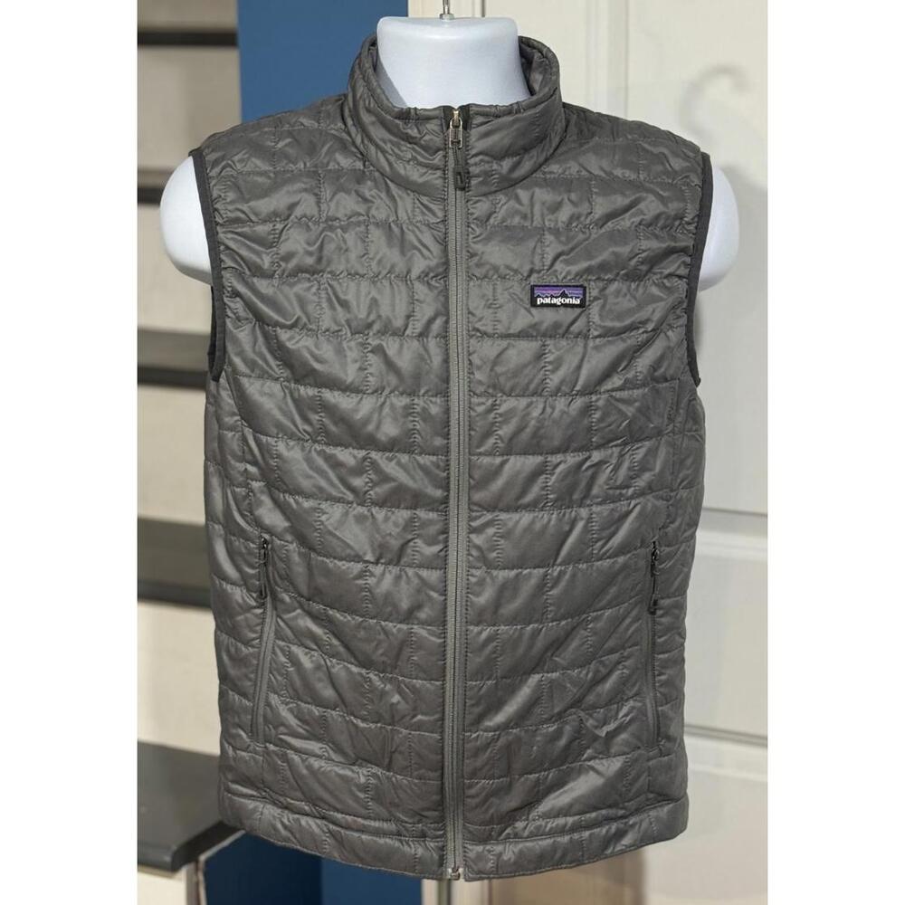 Men's Small Patagonia Nano Puff Insulated Vest Full Zip Forge Grey Gray Jacket!